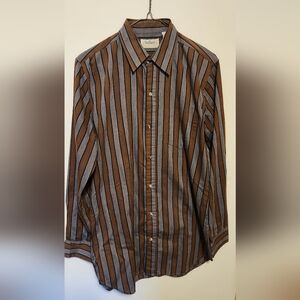 Andhurst Vintage Medium Brown and Grey Stripe Button Up Shirt